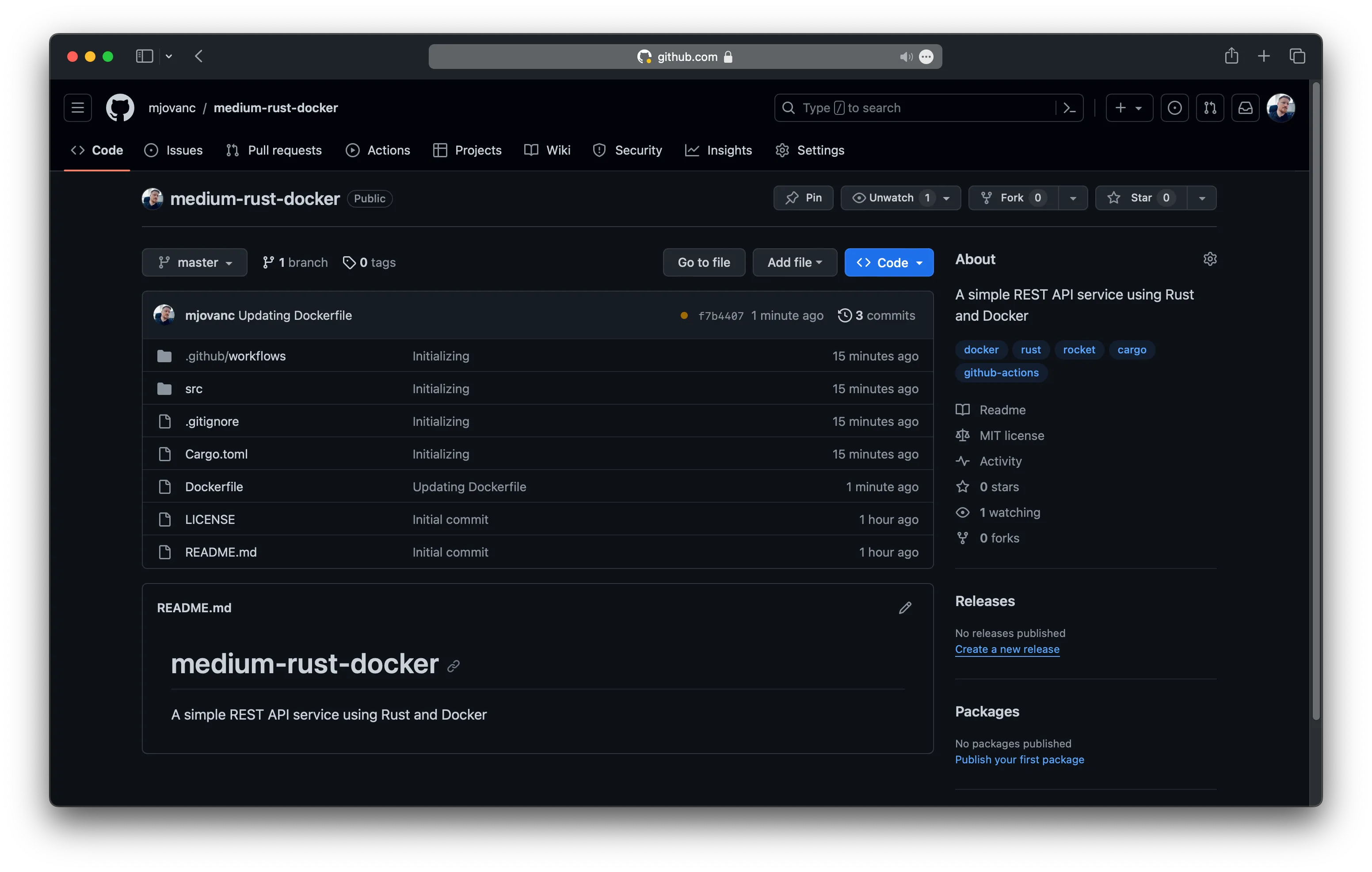Docker Rust GitHub Actions Screenshot 0